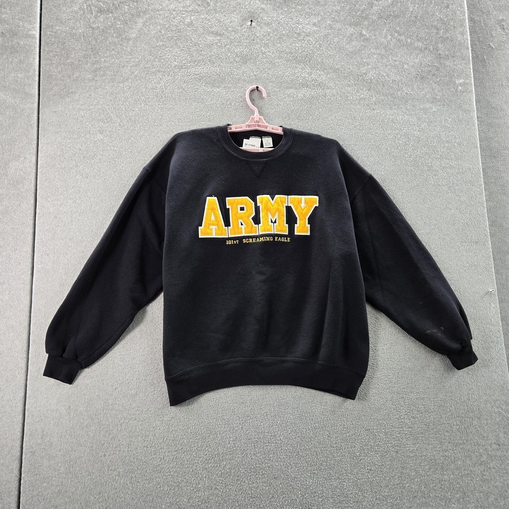 VINTAGEUS Army Men Sweatshirt XL Black 90s 101st Screaming Eagle Made USA READ